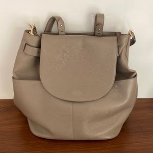 Cuyana leather backpack in stone